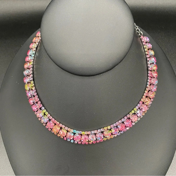 Gorgeous Multicolored Rainbow Pink Sparkly Rhinestone Choker - Picture 8 of 11